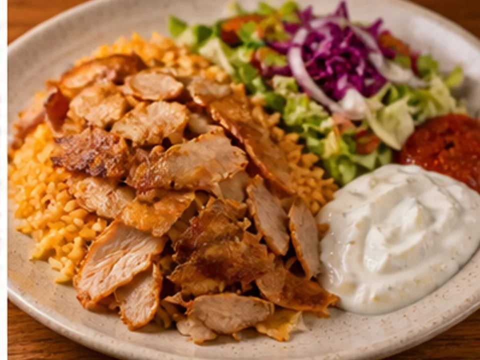Hähnchen-Döner-Teller mit Reis
